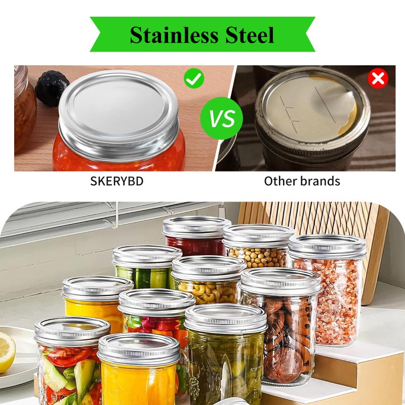 SKERYBD Canning Lids Regular Mouth for Ball Mason Jars, Small Mouth Canning Seals No Bent Canning Supplies Tops No Rust and Leak-proof, 150PCS (Lids Only) - Image 4
